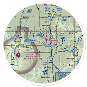 Ensminger Airport (74KS) VFR Sectional Sticker (30 mile)