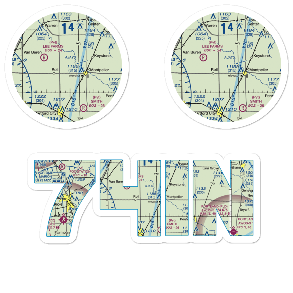 Tucker Farms Airport (74IN) VFR Sectional Sticker Pack 