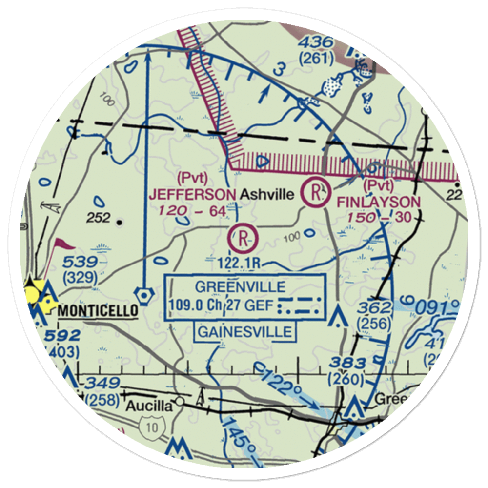 Jefferson Landings Airport (74FL) VFR Sectional Sticker (20 mile) 