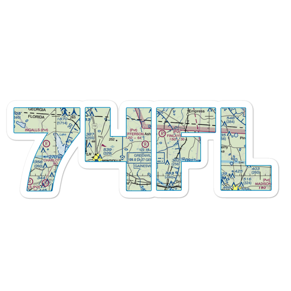 Jefferson Landings Airport (74FL) VFR Sectional Sticker 