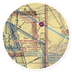 Rancho San Marcos Airport (74AZ) VFR Sectional Sticker (20 mile)