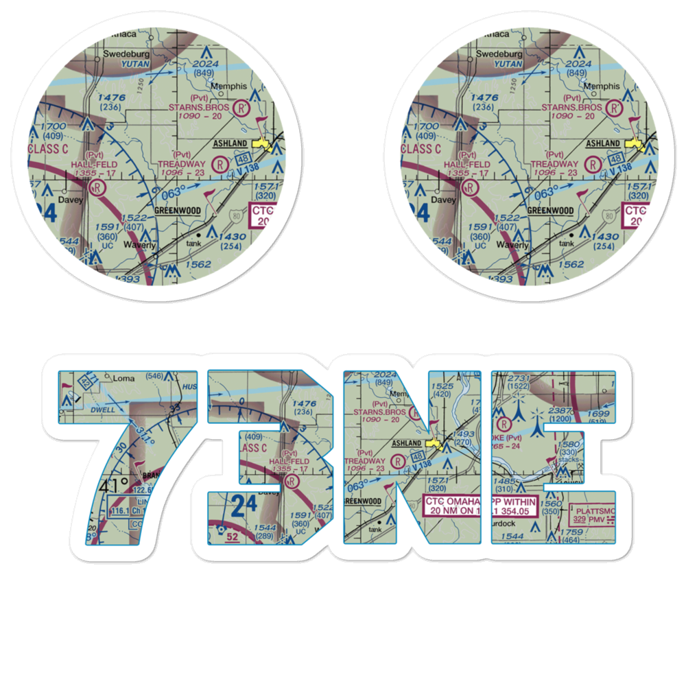 Bornmann Field (73NE) VFR Sectional Sticker Pack 