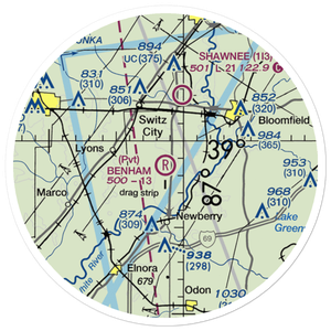 Benham Airport (73IN) VFR Sectional Sticker (20 mile)
