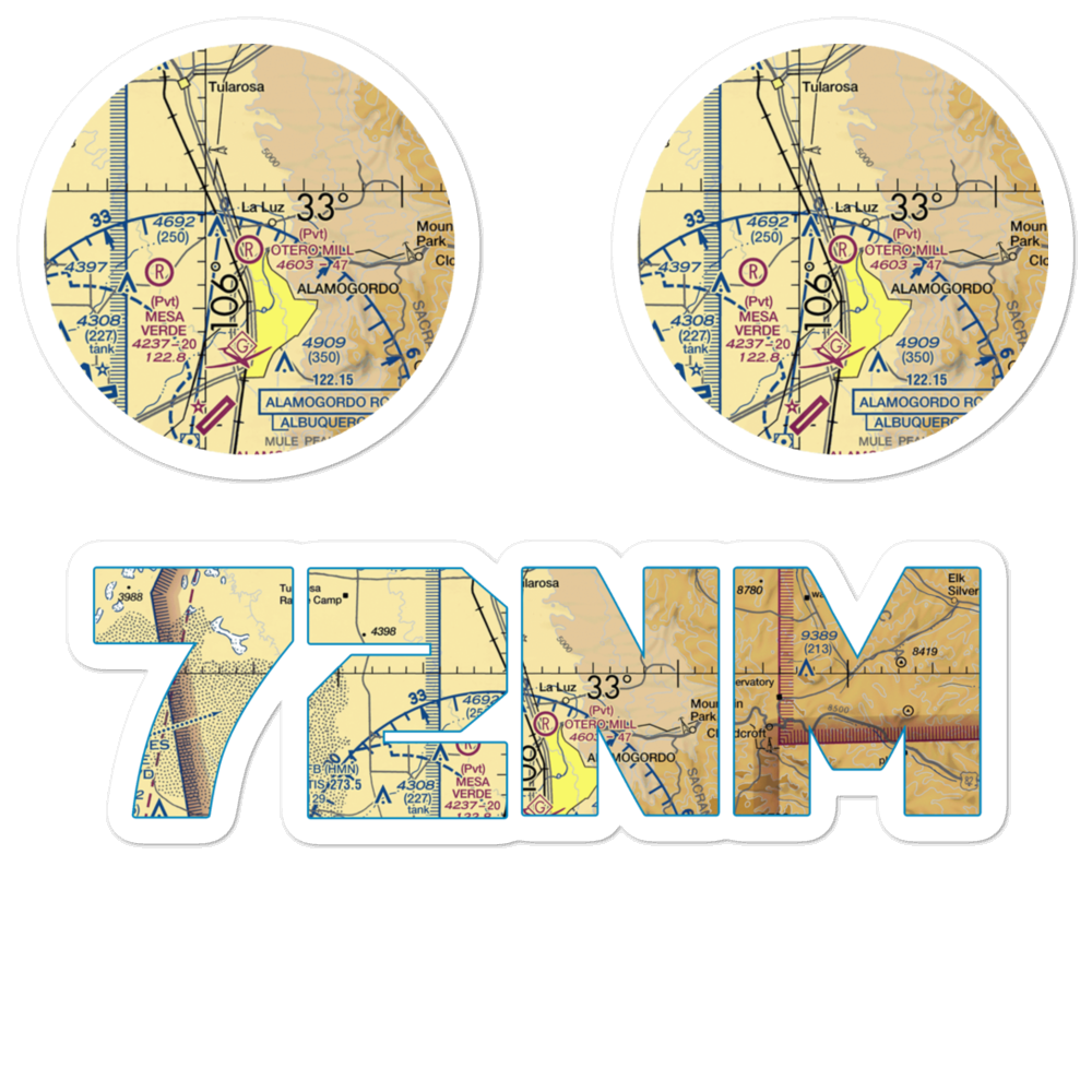 Otero Mill Airport (72NM) VFR Sectional Sticker Pack 