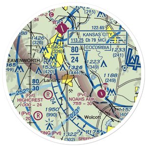 Mount Muncie Airport (72KS) VFR Sectional Sticker (20 mile)