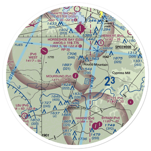 Moursund Ranch Airport (71TE) VFR Sectional Sticker (30 mile)