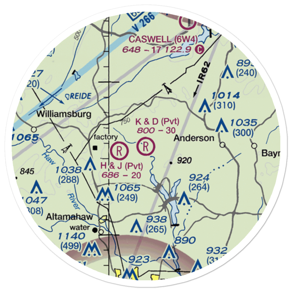 K & D Airport (71NC) VFR Sectional Sticker (20 mile) 