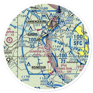 Sunrise Acres Airport (71KY) VFR Sectional Sticker (20 mile)