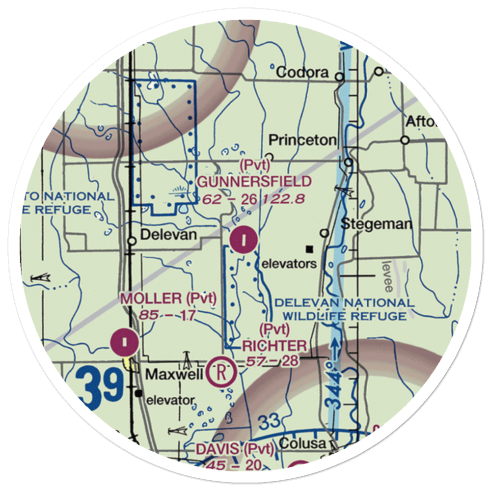 Gunnersfield Ranch Airport (71CL) VFR Sectional Sticker (20 mile) 