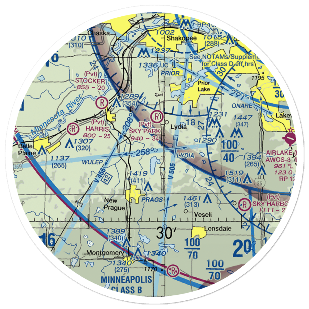 Loon Lane Seaplane Base (70MY) VFR Sectional Sticker (30 mile) 