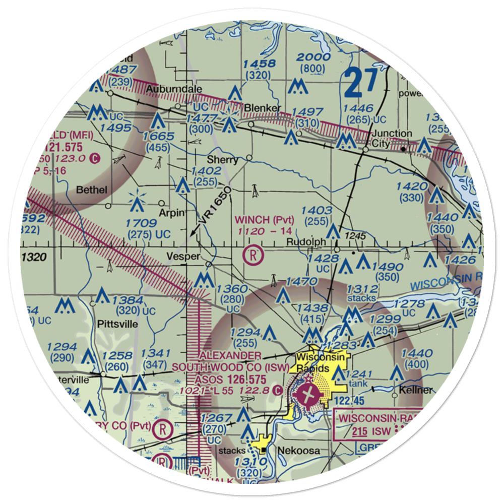 Winch Airfield (6WI1) VFR Sectional Sticker (30 mile) 