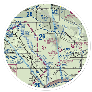 Green Acres Airport (6WA3) VFR Sectional Sticker (30 mile)