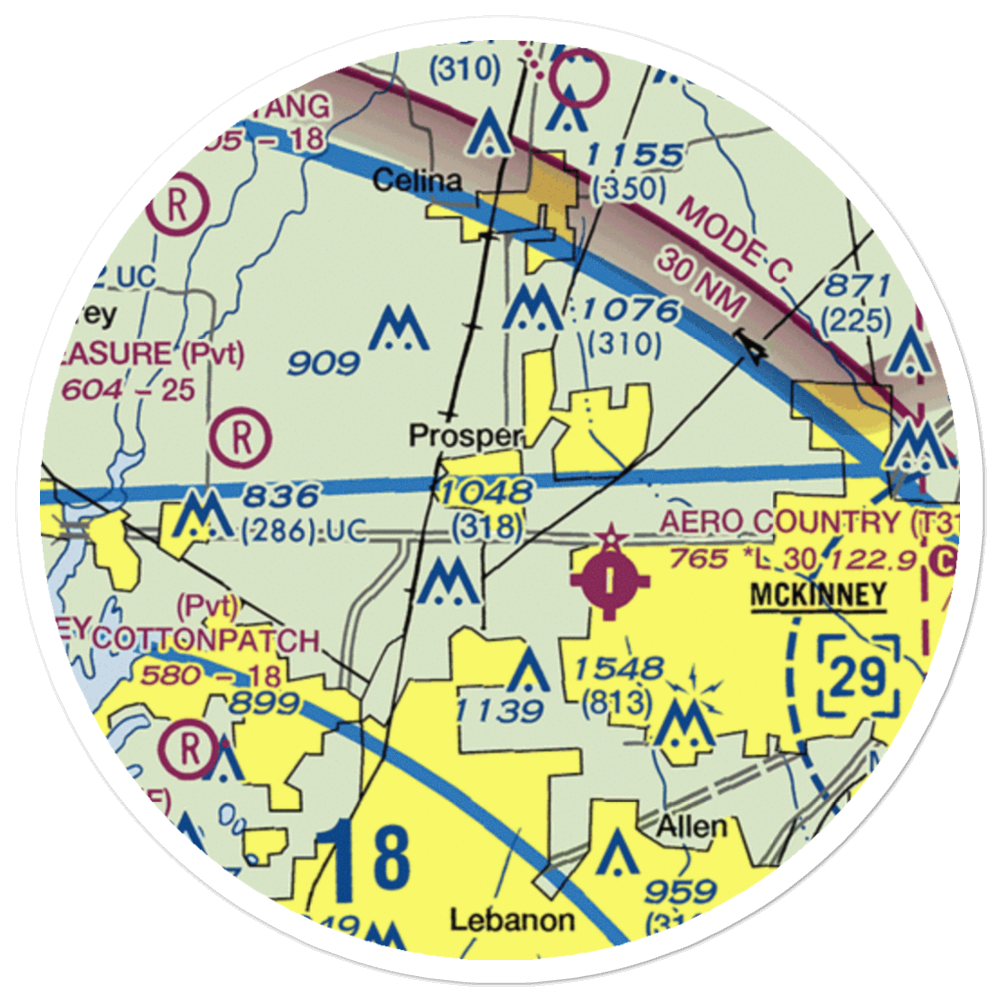 Drewery Airport (6TX3) VFR Sectional Sticker (20 mile) 