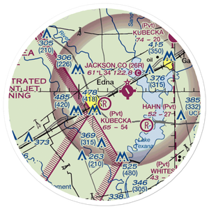 Kubecka Flying Service Inc. Airport (6TE5) VFR Sectional Sticker (20 mile)