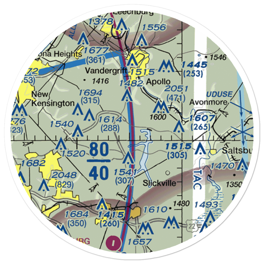 Tower Airfield (6PA1) VFR Sectional Sticker (20 mile) 