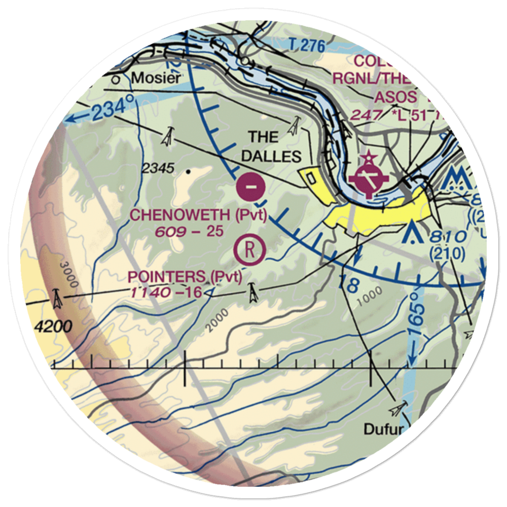 Pointers Airport (6OR1) VFR Sectional Sticker (20 mile) 