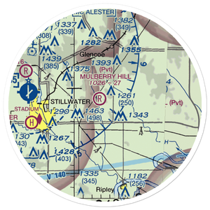 Mulberry Hill Airport (6OK9) VFR Sectional Sticker (20 mile)