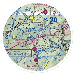 Greenwood Lake Seaplane Base (6NJ7) VFR Sectional Sticker (20 mile)
