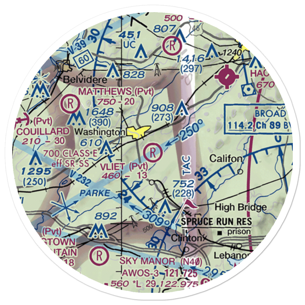 Vliet Airport (6NJ1) VFR Sectional Sticker (20 mile) 