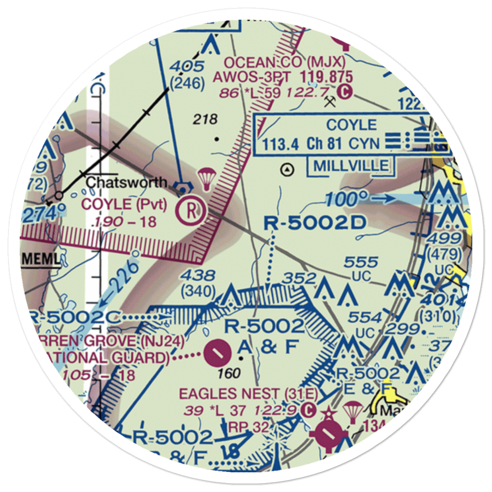 Lentine South Airport (6NJ0) VFR Sectional Sticker (20 mile) 