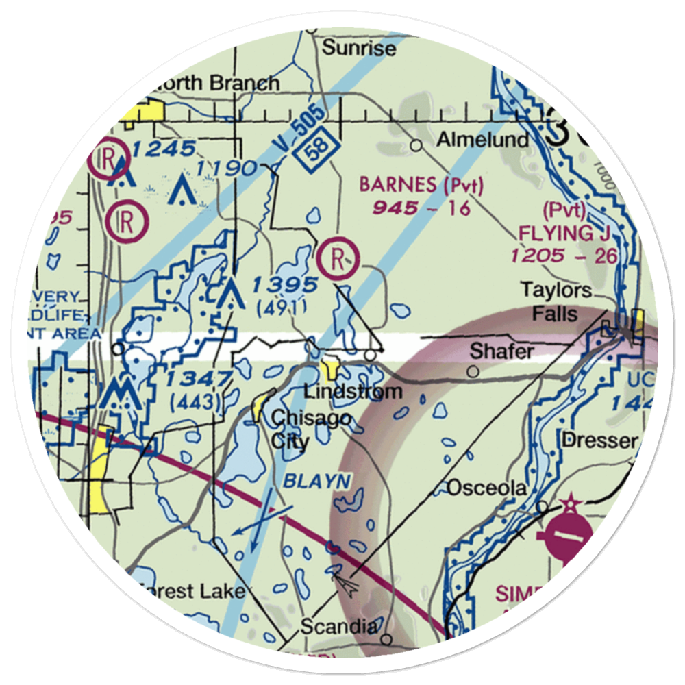 North Center Lake Seaplane Base (6MN4) VFR Sectional Sticker (20 mile) 