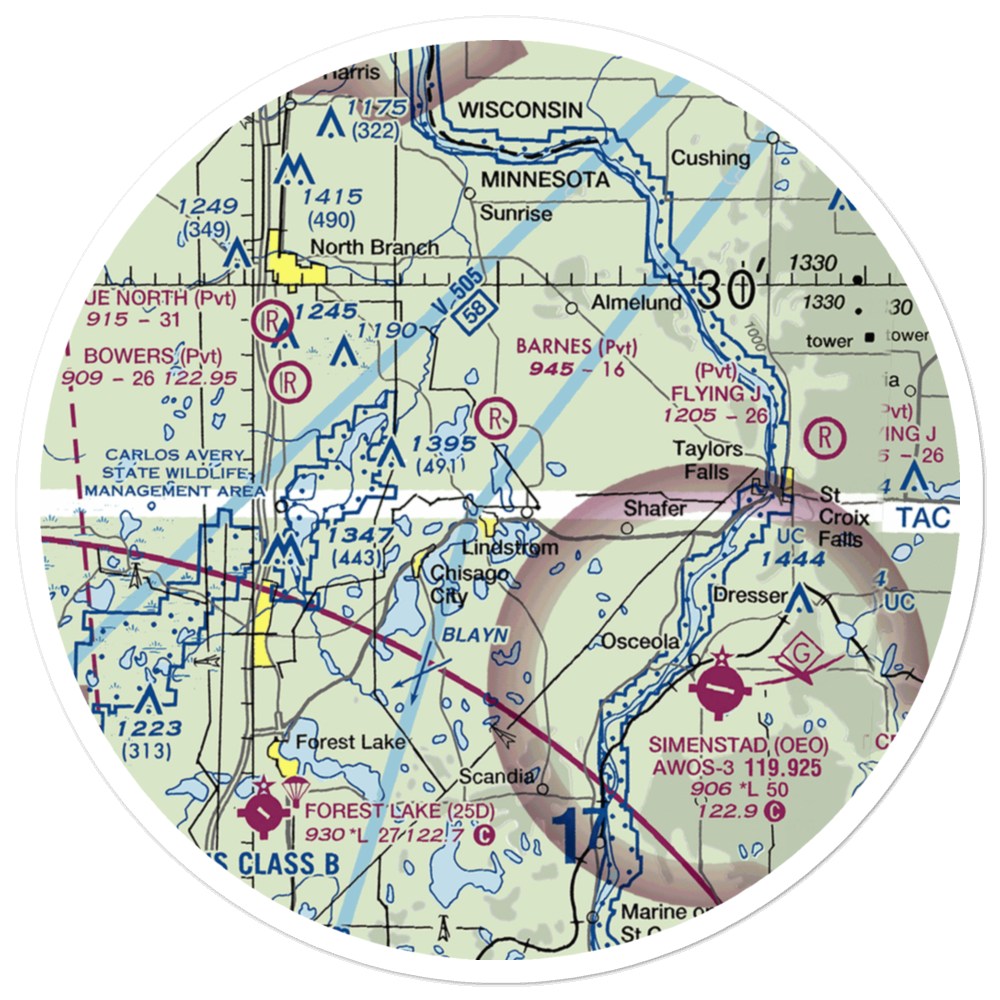 North Center Lake Seaplane Base (6MN4) VFR Sectional Sticker (30 mile) 