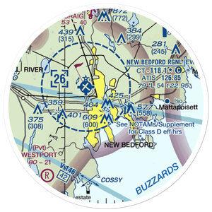 Acushnet River Seaplane Base (6MA8) VFR Sectional Sticker (20 mile)