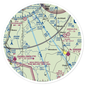 Williams Flying Service Airport (6LA6) VFR Sectional Sticker (30 mile)