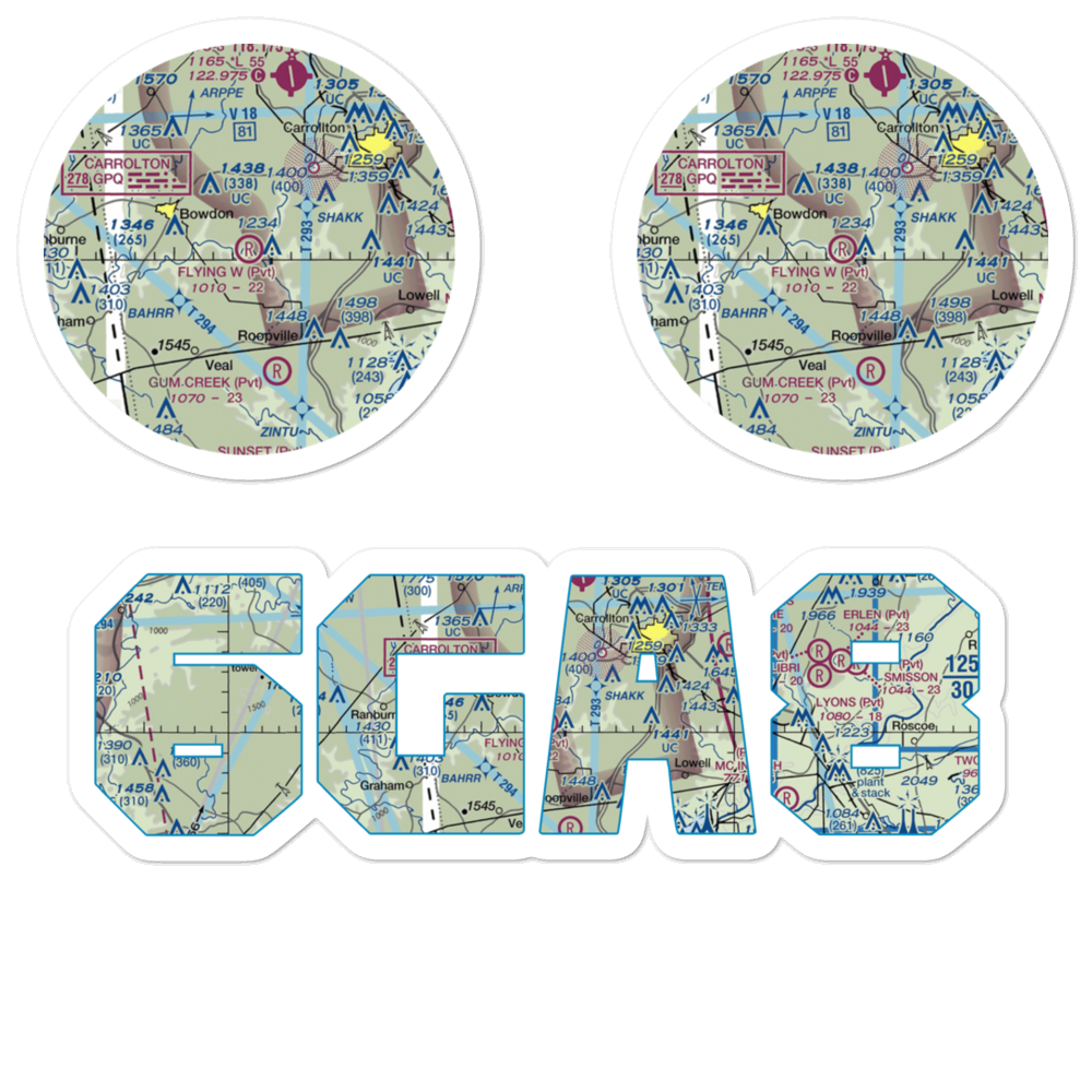 Flying W Farms Airport (6GA8) VFR Sectional Sticker Pack 