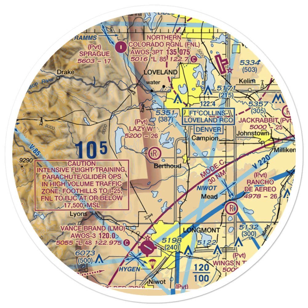 Skywagon Ranch Airport (6CO6) VFR Sectional Sticker (30 mile) 