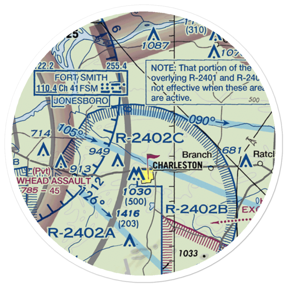 Flying W Airpark II Airport (6AR8) VFR Sectional Sticker (20 mile) 