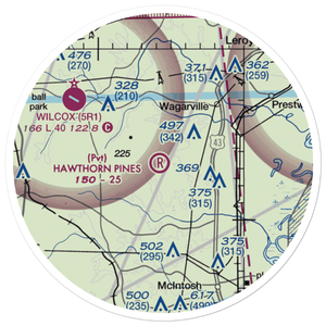 Hawthorn Pines Airport (6AL6) VFR Sectional Sticker (20 mile)