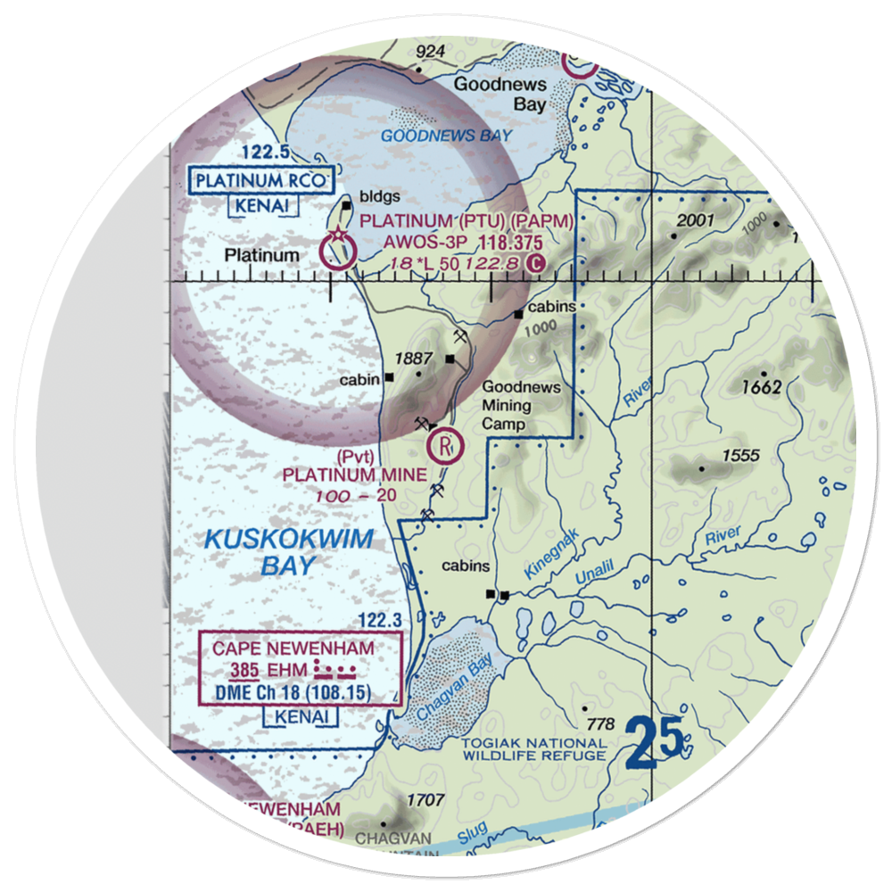 Platinum Mine Airport (6AK1) VFR Sectional Sticker (30 mile) 