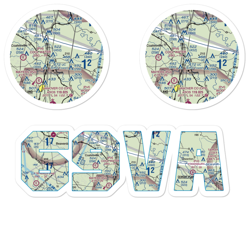 Meadow Farm Airport (69VA) VFR Sectional Sticker Pack 
