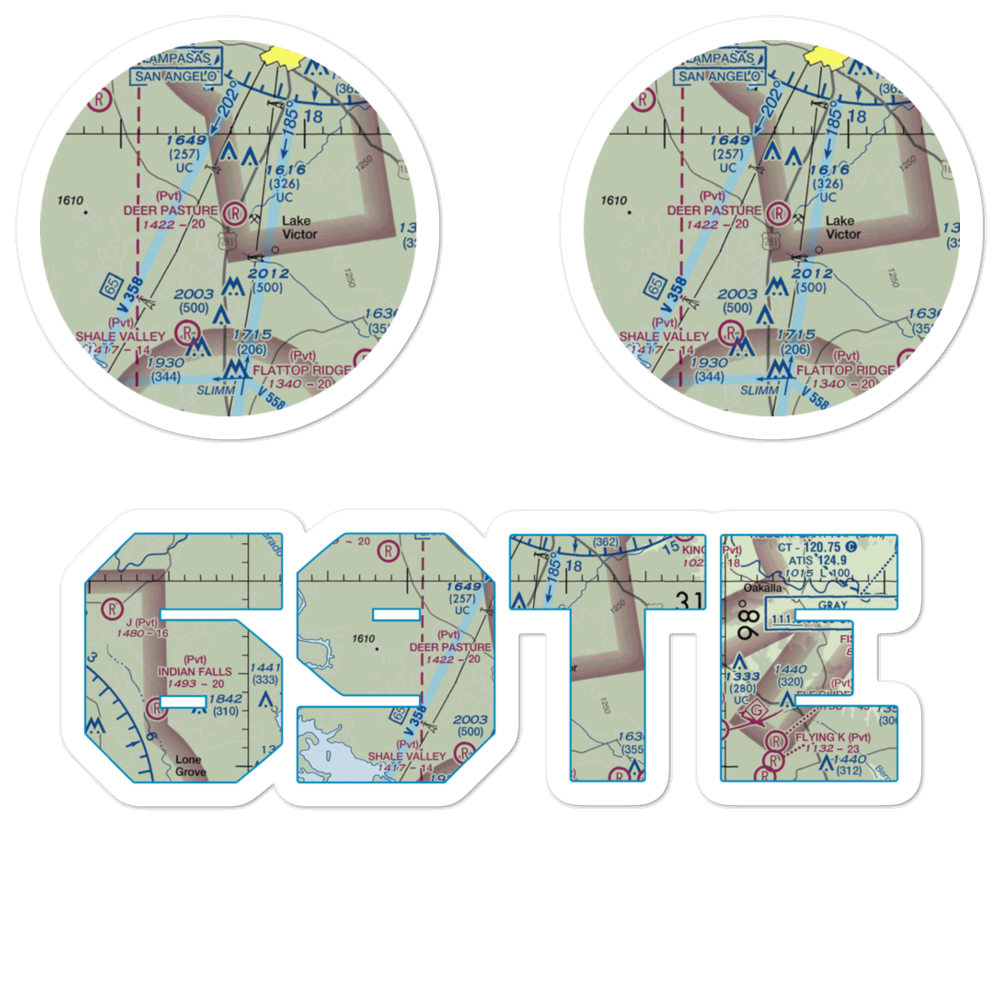 Deer Pasture Airport (69TE) VFR Sectional Sticker Pack 