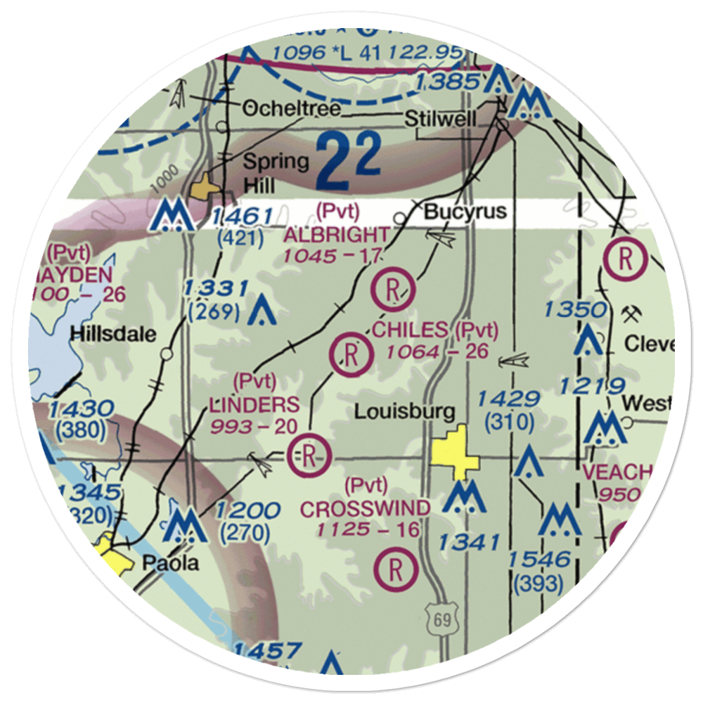 Chiles Airpark (69KS) VFR Sectional Sticker (20 mile) 