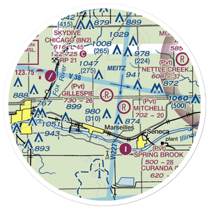David Gillespie Airport (69IL) VFR Sectional Sticker (20 mile)