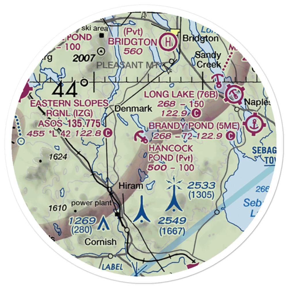 Hancock Pond Seaplane Base (68JY) VFR Sectional Sticker (20 mile) 