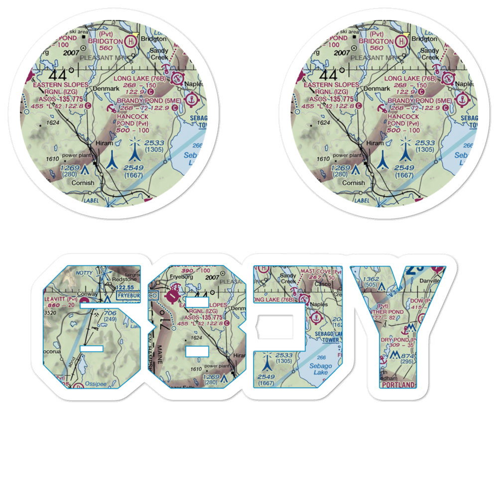 Hancock Pond Seaplane Base (68JY) VFR Sectional Sticker Pack 