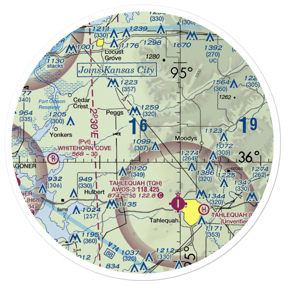 Flying J Ranch Airport (67OK) VFR Sectional Sticker (30 mile) 