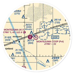Montezuma Coop Airport (67KS) VFR Sectional Sticker (20 mile)