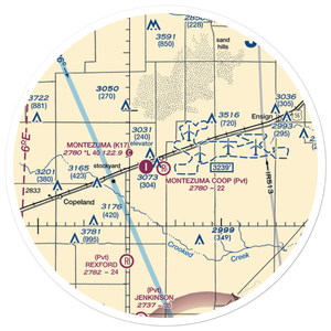 Montezuma Coop Airport (67KS) VFR Sectional Sticker (30 mile)