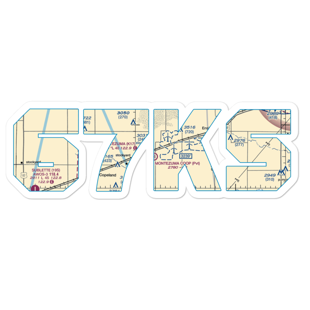 Montezuma Coop Airport (67KS) VFR Sectional Sticker 