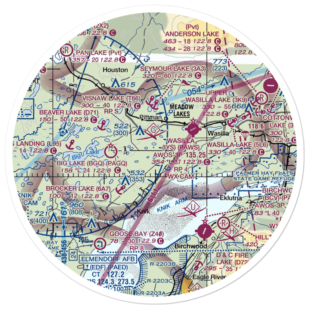 South Hollywood Airport (67AK) VFR Sectional Sticker (30 mile) 