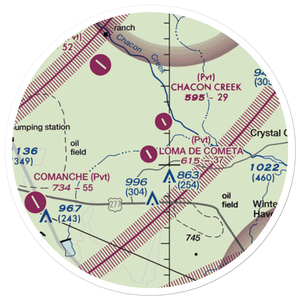 Loma de Cometa Airport (66TX) VFR Sectional Sticker (20 mile)
