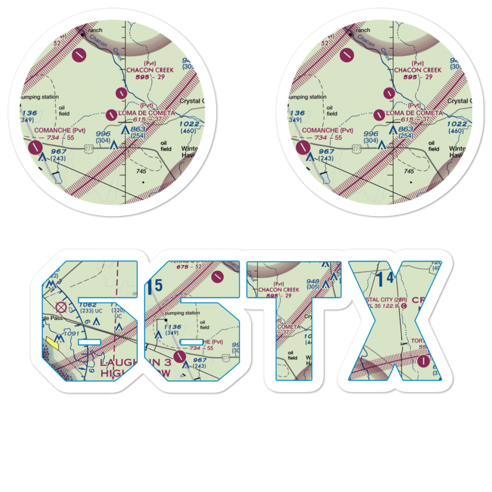 Loma de Cometa Airport (66TX) VFR Sectional Sticker Pack 