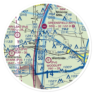 Ahlers Acres Airport (66MO) VFR Sectional Sticker (20 mile)