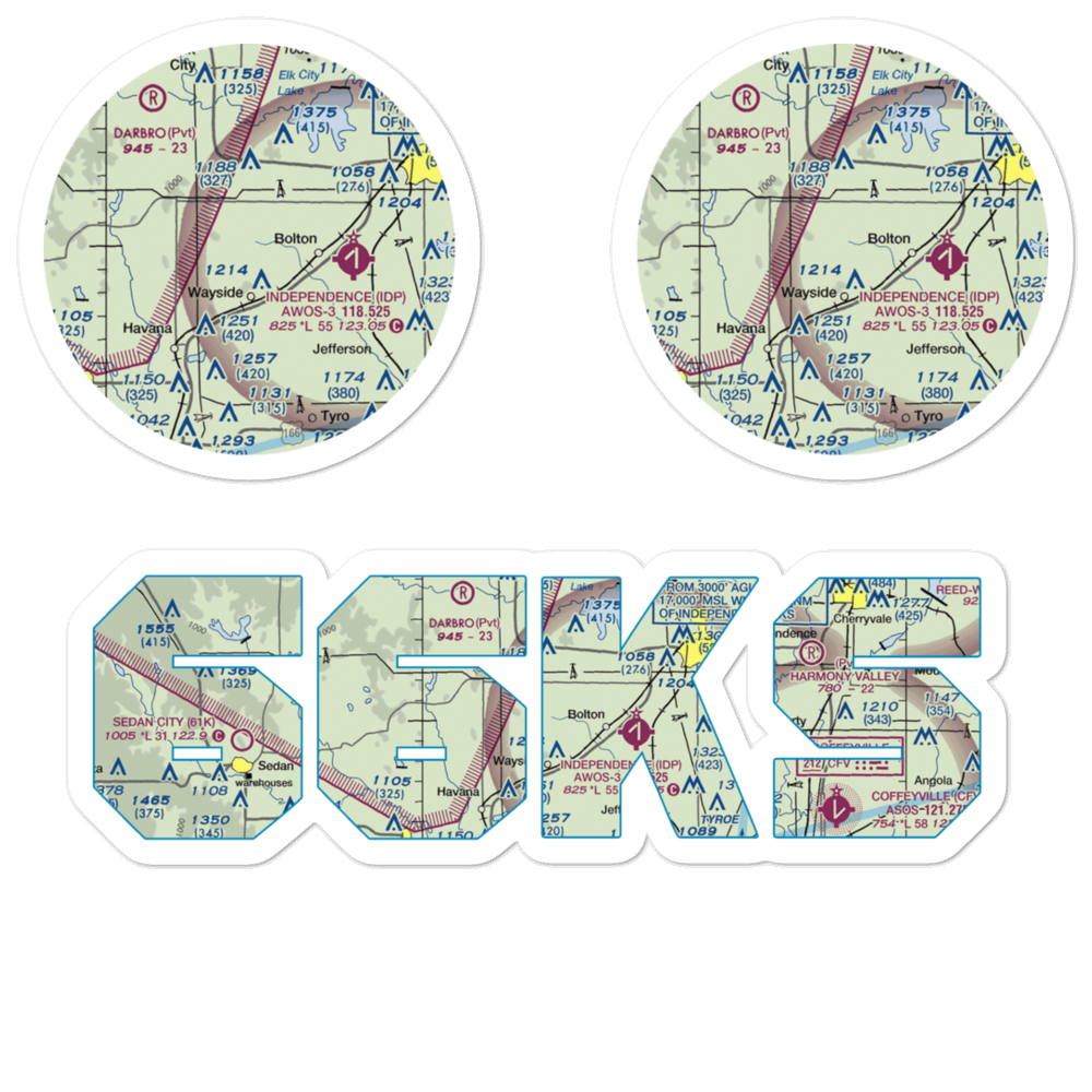 Patterson Farms Airport (66KS) VFR Sectional Sticker Pack 