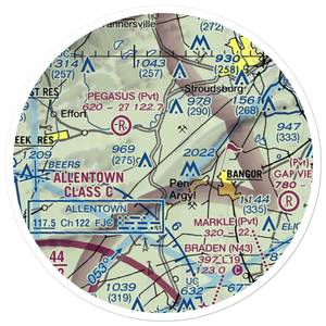 Cherry Valley Airport (65PA) VFR Sectional Sticker (20 mile)