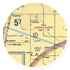 Curtis and Curtis Airport (65NM) VFR Sectional Sticker (20 mile)